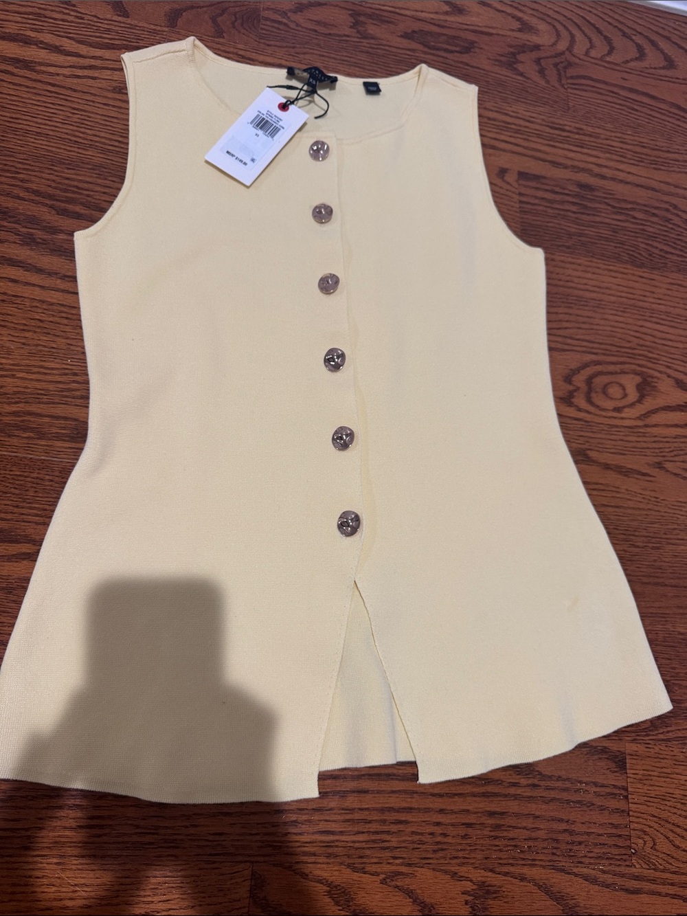 Ted Baker Pale Yellow Sleeveless Button-Front Tank